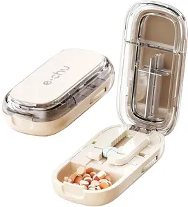 Pill Cutter Splitter with Accurate Centering Alignment, 2-in-1 Medicine Cutter for Multiple Pills, Cuts 1/4 & 1/2 Doses, Fits Different Pill Sizes, Portable Tablet Organizer for Travel, Pet Medication & Daily Use