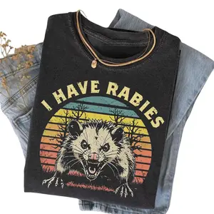 I Have Rabies Shirt, Unhinged Opossum Meme Sweatshirt, Dark Humor T-Shirt, Quirky Ironic Grunge Shirt, Sarcastic Tee, Gift for Best Friend, Gift for Him & Her - Trending, Crew Neck, Top Casual