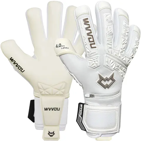 WVVOU Guardian 2.0 Adult Football Goalkeeper Gloves, 3D-Tailored 3-Dimensional Tailoring Goalkeeper Equipment with 5 Detachable Finger Saves, 4+3mm Sticky Latex Palm, Abrasion-Resistant Breathable Latex/Nylon Construction, Drop Molding Design
