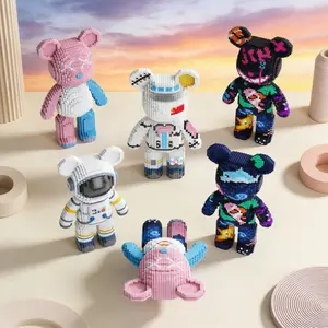 Heart Patch Bear 3D Puzzle Building Block Decoration, Bookshelf Home Office Cabinet Decor, Party Living Room TV Stand Display