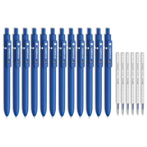 STAGEEK Blue Gel Pens GX3, 12Pcs Quick Dry Blue Ink Pens with 3 Extra Refills, Fine Point Retractable Smooth Writing Pens for Journaling, Office, Note Taking, School Supplies, Nurse Aesthetic(Blue)