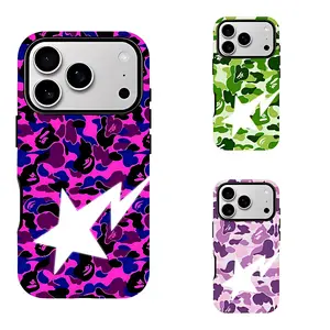 BAPE Camouflage Lightning Star Phone Case - Suitable for iPhone 17–11 Pro Max/Plus and Samsung Galaxy S23–25