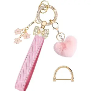 Keychain Wristlet for Women Wristlet Keychains Bracelet Lanyard for Keys With Bow/Flower/Heart Keychain