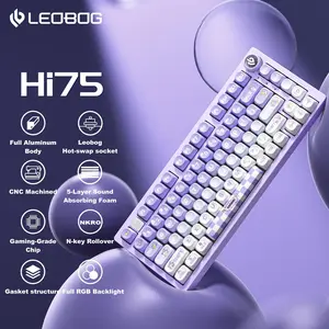 LEOBOG Hi75 Portable Mechanical Gaming Keyboard, 16 RGB Backlight Compact 81 Keys Wired Office Keyboard with Rotating Button & Original Switches for Windows Laptop PC Mac, Men Gifts