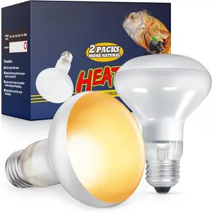 Reptile Heat Lamp 2-Pack, 100W Eye Safe Basking Bulbs with Frost Coated Glass Shades & UVA Daylight, for Bearded Dragons & Amphibians (Pet Reptile & Amphibian Supplies)