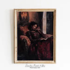 Black Woman Printing, Black Woman Art Print, Bookclub Gifts African American, African American Art Prints, Black Art Woman Reading Unframed, Room Decor