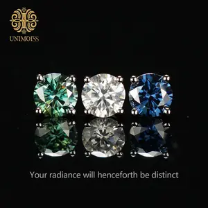 Unimoiss VVS Round lab-grown moissanite earrings, S925 sterling silver jewelry, perfect birthday gift, Mother's Day gift, suitable for both men and women, four-prong earrings, silver earrings, suitable for weddings,daily wear,or anniversary gifts