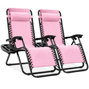 Best Choice Products Set of 2 Zero Gravity Lounge Chair Recliners for Patio, Pool w/ Cup Holder Tray