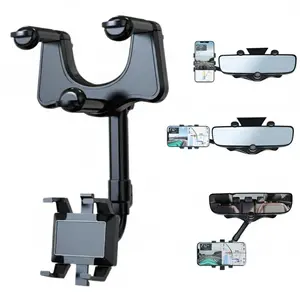 Car Rearview Mirror Phone Holder, 360° Rotatable Adjustable Car Phone Mount