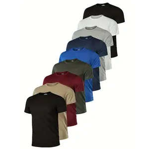 7-Pack Men's Premium Solid Color Crew Neck T-Shirts - Super Breathable, Quick-Drying, Moisture-Wicking, Slightly Stretchy, Comfortable - Perfect for Summer Workouts, Running, Gym, and Casual Wear, Colors Available:  Menswear Top