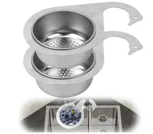 Swan Sink Strainer Basket 2pcs Premium Stainless Steel Hanging Kitchen Filter Quick Drain Practical Tools for Fruit Vegetable