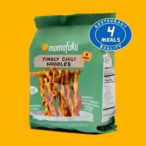 Momofuku Tingly Chili Noodles 4 Packs Instant Food with Aromatic Chili Sauce Blended with Sichuan Spices Restaurant Quality