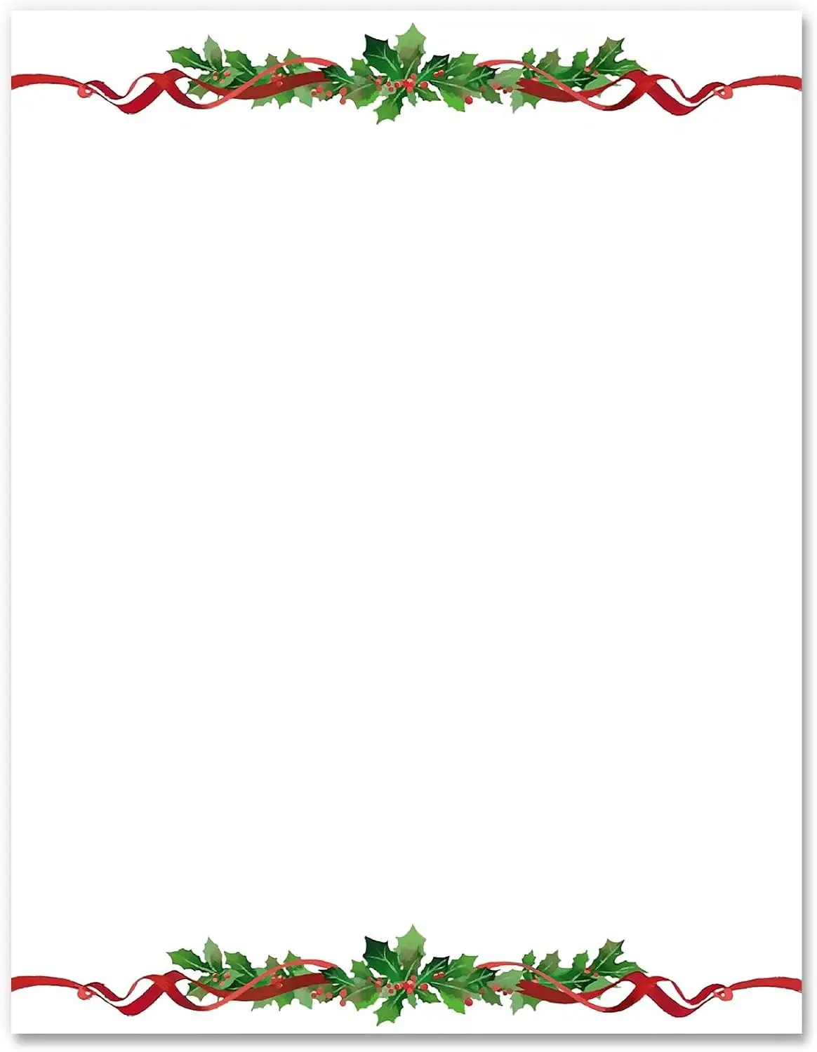 60Pcs Christmas Watercolor Berry Border Letterhead Decorative Writing Paper for Notes Greeting Cards Invitation Office School Printing 8.5 x 11 Inch