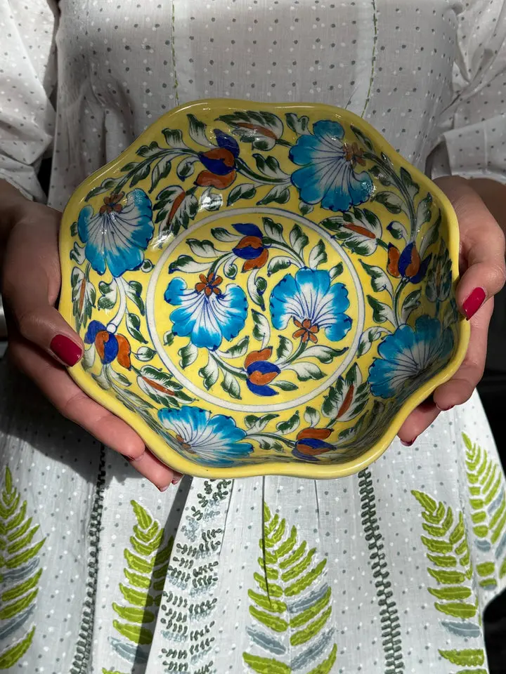 Terra Handmade Bowls — Blue Pottery, Hand-Painted Serving Bowl