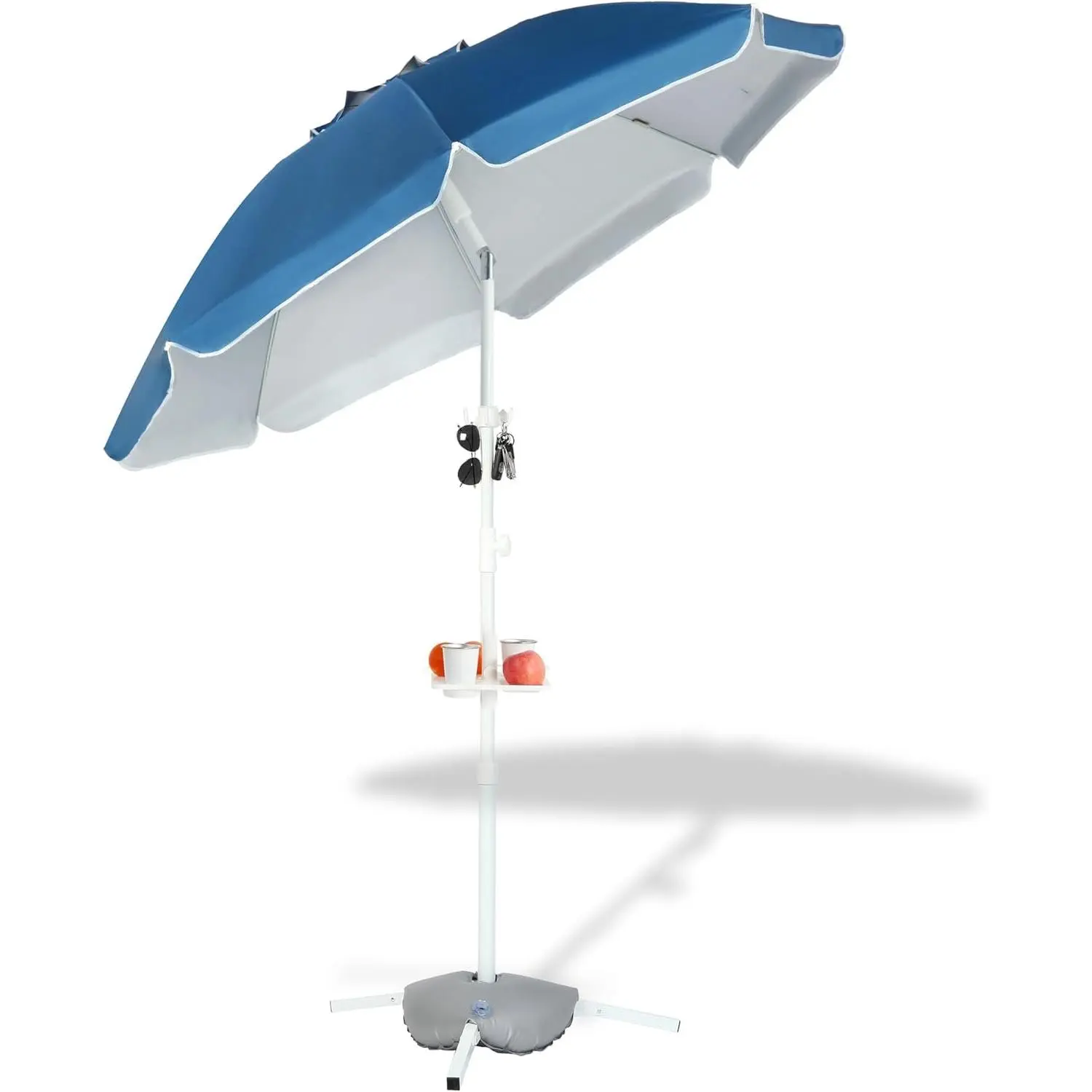 6.5ft Sun Shade Umbrella, Portable Umbrella with Stand for , Water Weight Bag, Adjustable and Lightweight, Sun Protection, Blue