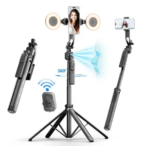 64"Auto Face Tracking Phone Tripod for iPhone/Android, 360° Rotation SelfieStick Tripod with Bluetooth Remote Control, Panoramic Tracking Suitable for Live Streaming/Videos Recording tripol daily life