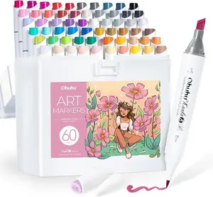 Ohuhu Markers: Dual Tips - 104 Old Colors / 40 Colors / 60 Colors / 36 Colors - Double Tipped Alcohol Based Art Marker Set for Artist Adults Coloring Illustration - Acrylic / Alcohol / Sketchbook Series of Ohuhuart- Inventory Clearance