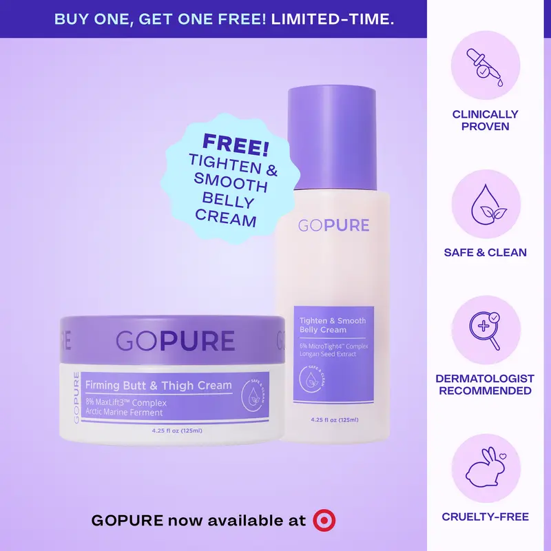 GOPURE Firming Butt & Thigh Cream - Nourishing Hydrating Bodybutter for Stretch Marks & Dimpled Texture - Clinically Tested, Dermatologist Recommended, Cruelty-Free