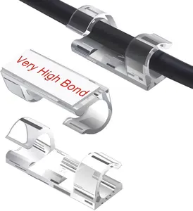 40PCS Strong Adhesive Cable Clips Clear, Premium Wire Holders for Wall, Strong Cord Organizer Under Desk, Car, PC, Christmas Light Indoor/Outdoor