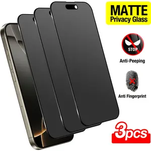 [3-Pack Matte Privacy Screen Protector] For iPhone Matte Privacy Glass Screen Protector, Anti-Fingerprint, Full Coverage Tempered Glass Film with Edge Protection for iPhone 16 Pro Max/16 Plus/15 Pro Max/14/13 Pro Max/12/11 Series Accessories