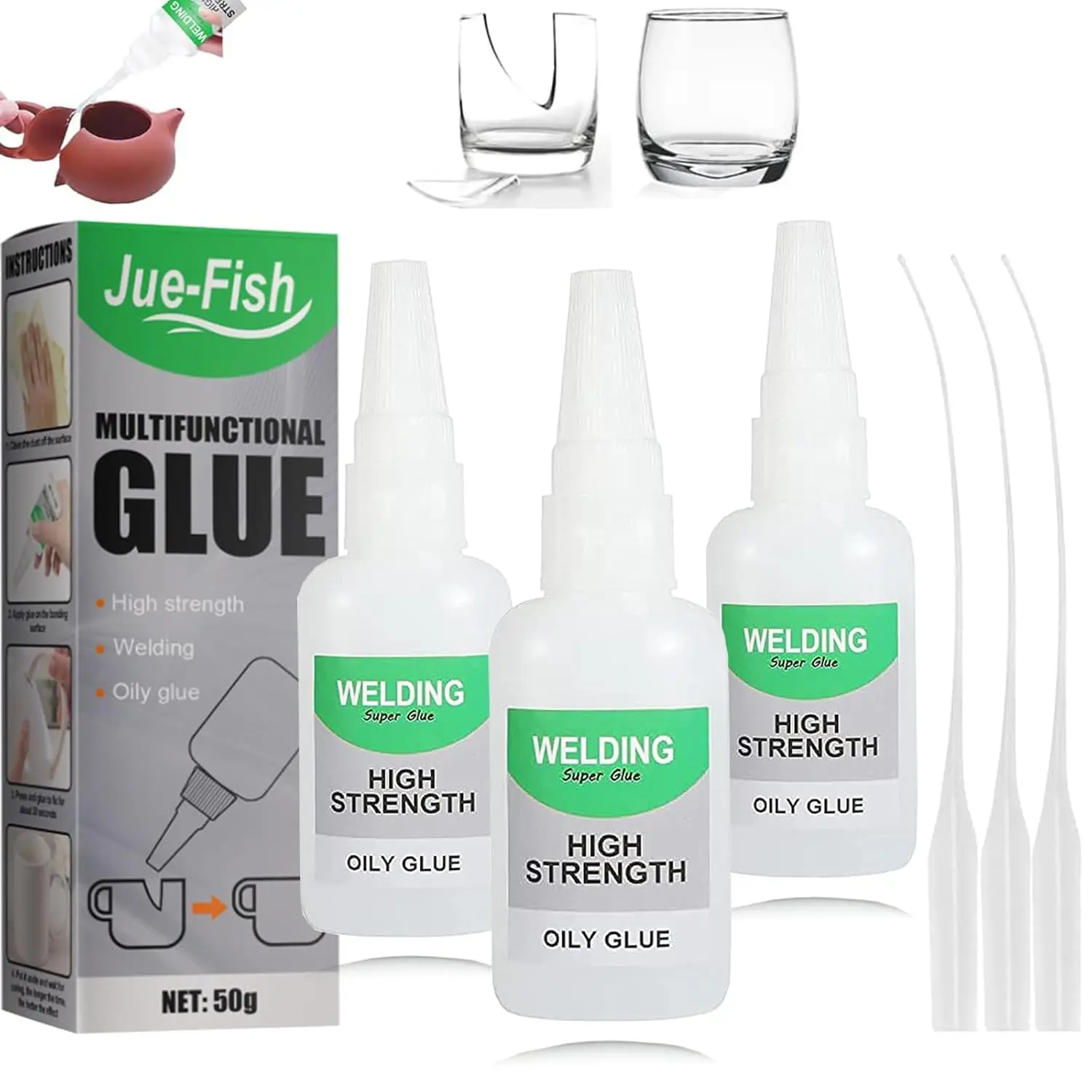 Glue, 3 count Welding High-Strength Oily Glue, Jue Fish Glue, Universal Super Glue for  Working, Metal, Ceramics, Leather, Glass, Shoes, Instant Bonding,  Adhesion, Repairs Last Long Time
