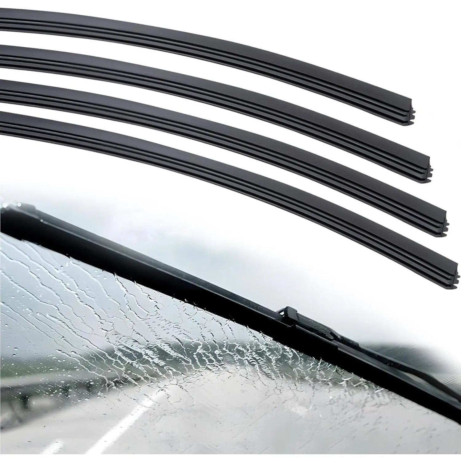 4 count Wiper  Refill, 28 inch DIY Adjustable Universal Replacement Wiper  Refill Replacement for Front and Rear Windshield Wiper Baldes Rubber Strip for , , SUV