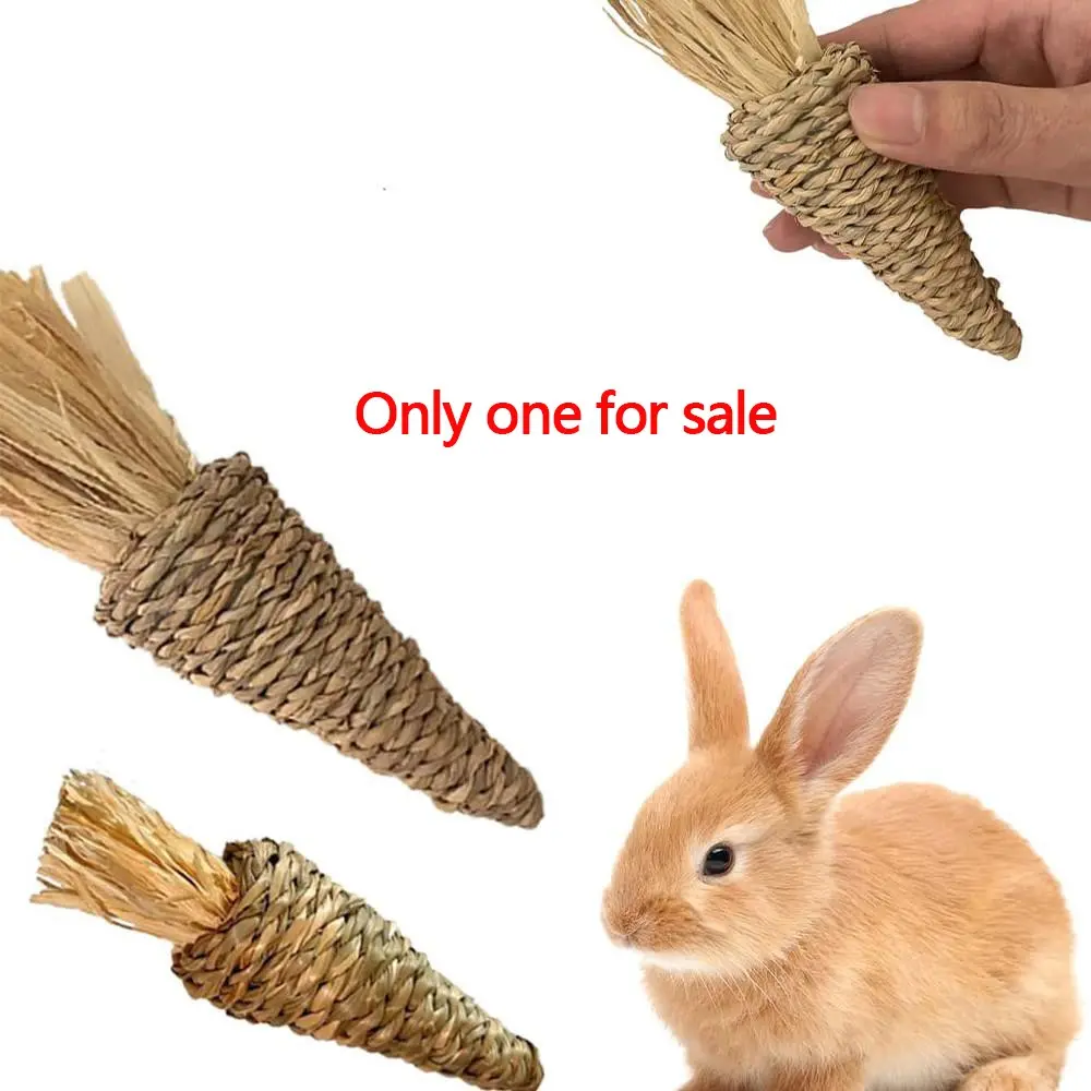 Handmade Carrot Chew Toy for Rabbits Bunny Hamsters Guinea Pigs Cats, Teeth Grinding and Entertainment, Natural Fiber Material, Rabbit Supplies