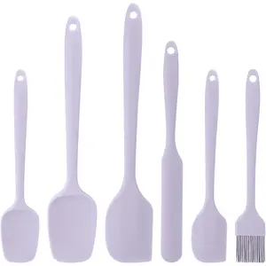 Spatula Set of 6, Heat-Resistant  Grade, Nonstick Rubber Kitchen Utensils with Stainless Steel Core for Cooking, Baking & Mixing (Purple)
