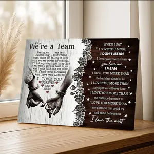 1 Wood Framed Canvas Love Couple Wall Art, Couple Canvas Painting, Valentines Decor, Ready To Hang, Romantic Love Quotes Wall Art, Gift for Valentine's Day & Festivals, Wall Art for Home Decor