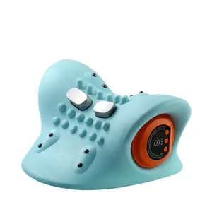 Upgraded 3-in-1 Neck Massager, Portable Cervical Traction Device, 3 Heat Levels & 3 Vibration Modes, Ergonomic Support for Neck Pain Relief & Muscle Relaxation, Home & Office Use