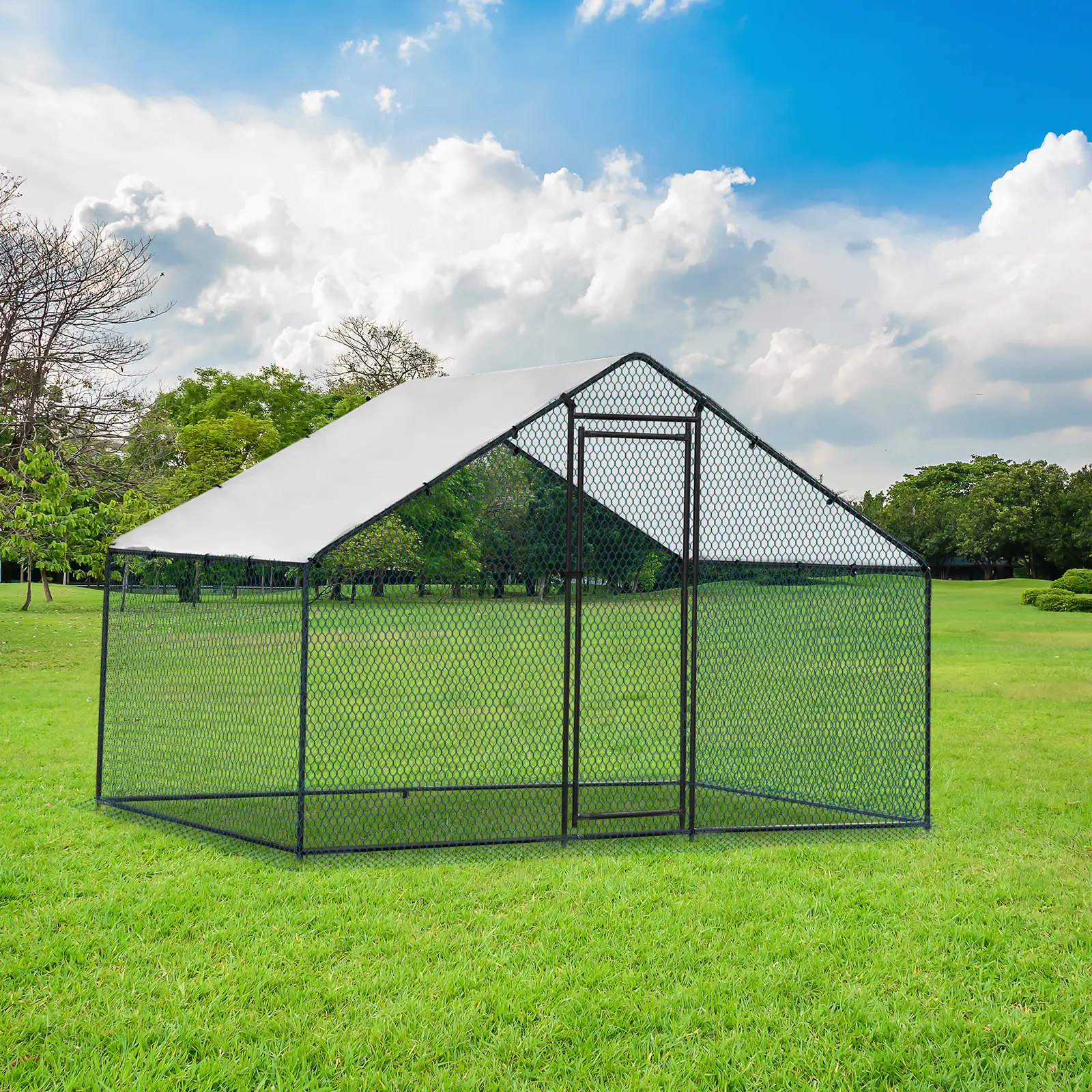 6.5 x 10 ft Large Metal Chicken Coop, Walk-in Poultry Cage Chicken Hen Run House with Waterproof Cover, Rabbits Cats Dogs Farm Pen for Outdoor Backyard Farm Garden Enclosure outdoor backyard farm garden chicken  pin