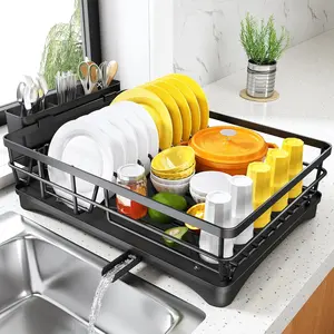 SNTD Small Dish Drying Rack for Kitchen Counter - Large Dish Rack with Drainboard, Rustproof Dish Drainer with Utensil Holder for Sink