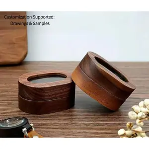 Solid wood walnut wood earring jewelry ring accessory storage box, acrylic engagement ring necklace box