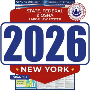 2026  York State and Federal Labor Law Poster - Spanish Version - OSHA Workplace Compliant - Mandatory Regulations Posting for Employees - -In- Required  Posting 17" x 40" Laminated (Spanish)