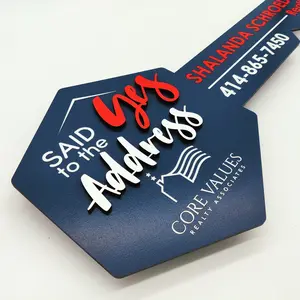 Navy Blue Hexagon Key Shaped Prop "Said Yes to the Address"
