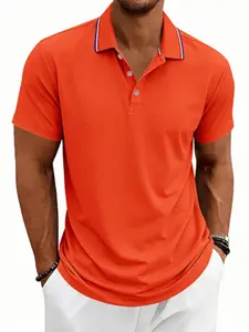 Men's and Women's Polo Short Sleeve Polo Shirt - Men's Fashion Street Wear Polo Shirt Running Casual Short Sleeve Polo Shirt, 100% Polyester Fiber! Solid color button design, breathable, comfortable, cool, outdoor sports golf short sleeved shirt