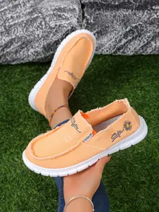 Jasmine Embroidered Denim Washed Loafers, Slip On Style, Unisex Casual Low Top Shoes, Smart Casual Shoes, Soft Anti-Slip Wear-Resistant Fashion Canvas Shoes, Walking Shoes, Footwear