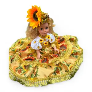 Gitana Yellow Gypsy Santeria Spiritual Doll with Sunflower Dress, Yoruba Altar Muñeca, Religious Decor for Oshun, Spiritual Practice and Home Altar