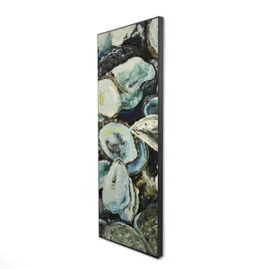 Begin Home Decor 2081-4816-CO164 16 x 48 in. Oyster Shells Coastal Aquatic Framed Canvas - Home Decor