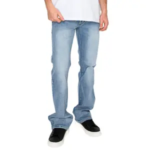 VICTORIOUS Men's Flared Denim Jeans | Comfort Stretch | Indigo & Black | Wide Leg Fit