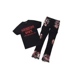 Saxon Black/Red T-Shirt/Stacked Flare Jean Set Saxon Black/Red T-Shirt/Stacked Flare Jean Set