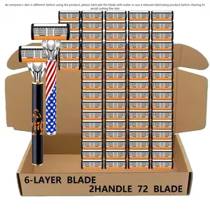 This classic men's razor comes with 72 ultra-sharpand durable blades, and its progressive designensures a safe,smooth and painless shavingexperience.Comes with 2 non-slip handles, perfectfor holiday gifts Shaving Razors Shaving Tool