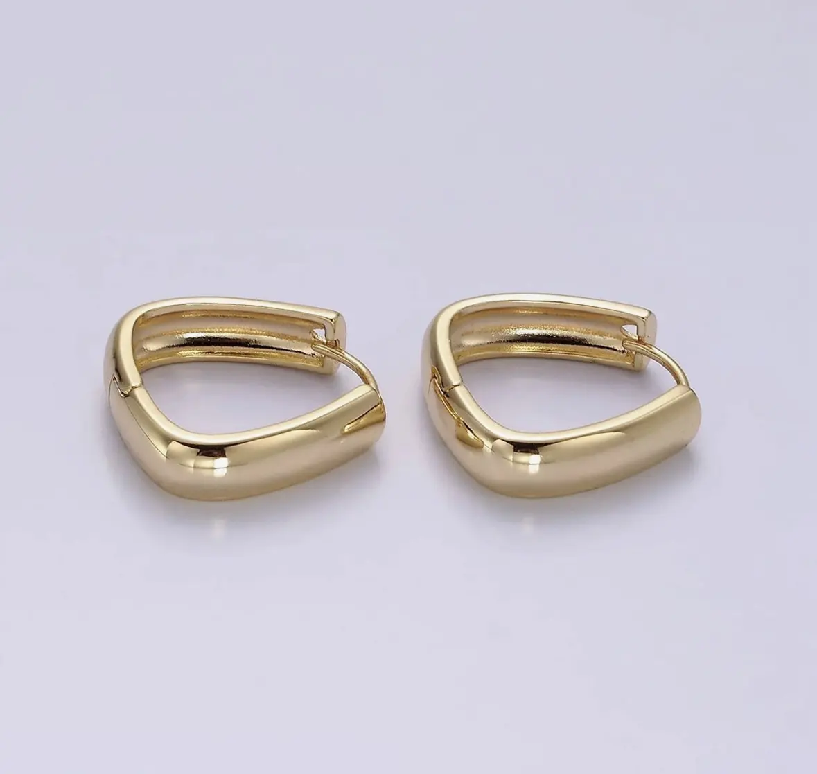 Gold-Filled Geometric Hoop Earrings - 20mm x 21.4mm Alloy, Minimalist Rounded Square, Lightweight Unisex, Elegant for Daily Business Casual Outfits, Note: Choking Hazard Small Parts, Earrings Hoops, Gold Statement Earrings