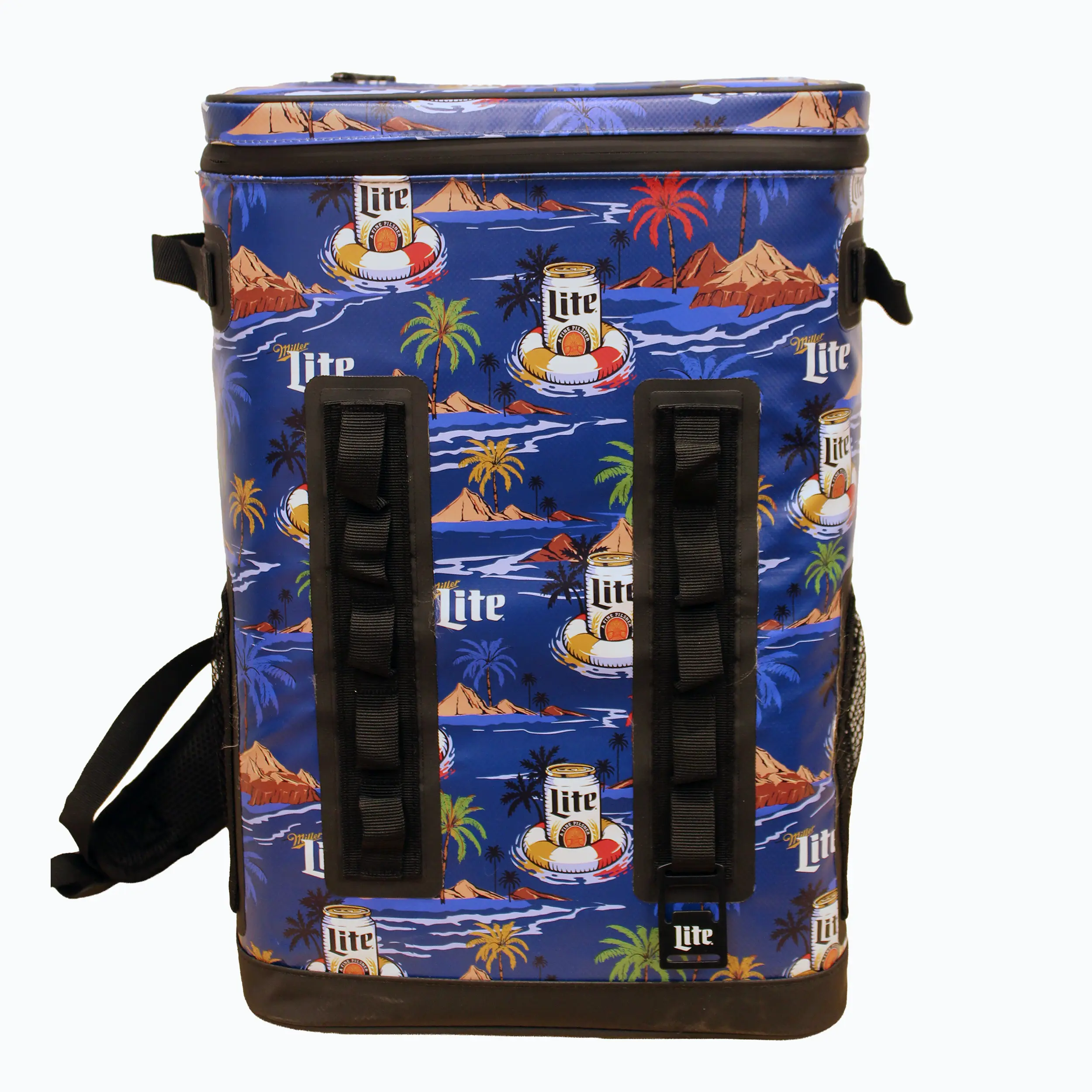 Miller Lite High-Capacity PVC Cooler Backpack, 20L 24-Can Capacity, 48H Cooling Performance, Ideal for Sports, Festivals, Melted Ice Containment, Heavy-Duty Materials, Coolers, Adults