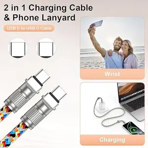 2-in-1 USB C Charging Cable & Phone Lanyard - 3.0A Fast Charge, Wrist & Crossbody Straps for Mobile Phones