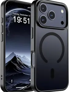 Magnetic for iPhone 17 Pro Max Case (Compatible with MagSafe)(Military Grade Drop Protection) Translucent Matte Shockproof with Anti-Fingerprint Phone Cover 2025,Black