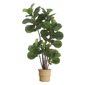 Artificial Fiddle Leaf Fig Tree, 4.9 FT Faux Ficus Lyrata Tree with 102 Decorative Fiddle Leaves, Fake Plant in Pot with Strong Trunks for Indoor Outdoor Living Room House Office Bedroom Decor