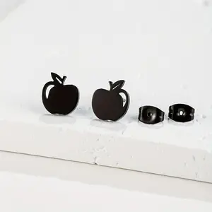 1Pair Stainless Steel Simple Apple Stud Earring Stainless Steel Classic Pendientes Korean Jewelry Best Friend Gift