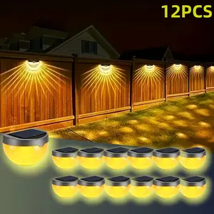 6/12pcs Solar Fence Lights Solar Deck Lights Solar Wall Lights, IP44, Rechargeable Solar Cells, Suitable For Front Porch, Security Lights Wall Mounting, Patio, Fence Garage, Decoration, Wall Light Bars, Searchlight.