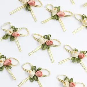 20 Pcs Rose Flower Bows 4.5cm, Mixed Colors, DIY Craft & Gift Wrapping, Wedding, Holiday, Birthday Party, Home Decor